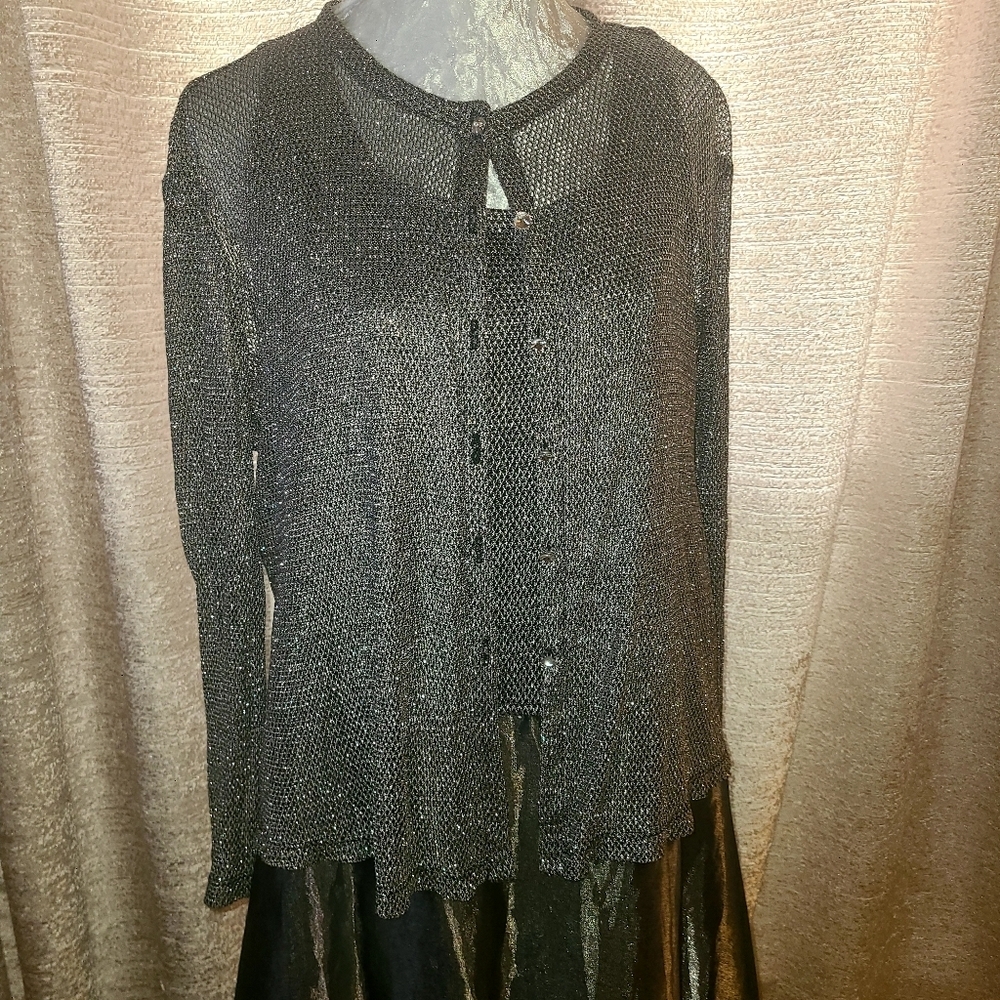 Cachet Silver Mesh And Satin Maxi 2pc  Dress - Picture 3 of 12